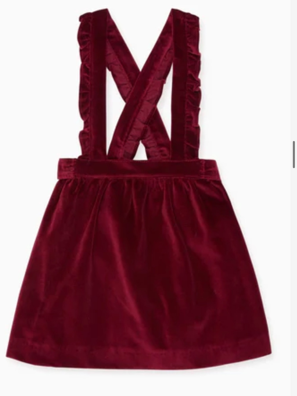 Velvet Crossback Pinafore Dress in Burgundy